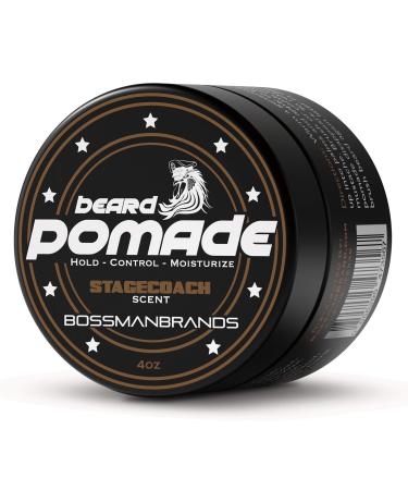 Bossman Hair & Beard Pomade - Longer Hold  Control and Moisturizing Hair  Beard and Moustache Styling Product - Made in USA (Stagecoach Scent)