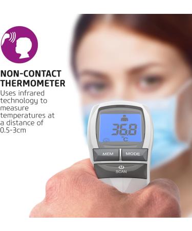 Salter TE-250-EU No Touch Infrared Thermometer - Forehead & Object Mode, Night Mode, Fever Alarm - 30 Memory Recall - Backlit Display - Instant & Accurate - for Babies/Adults - Buy Online on GoSupps.com