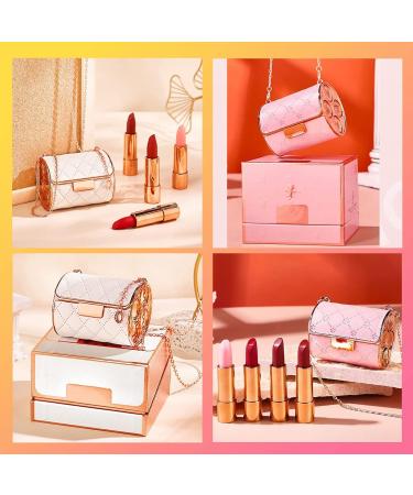 Knixhult Velvet Matte Lipstick Set - 2023 New 4 Colors, Waterproof & Long Lasting | Elegant Leather Chain Bag - Pink - Buy Online on GoSupps.com