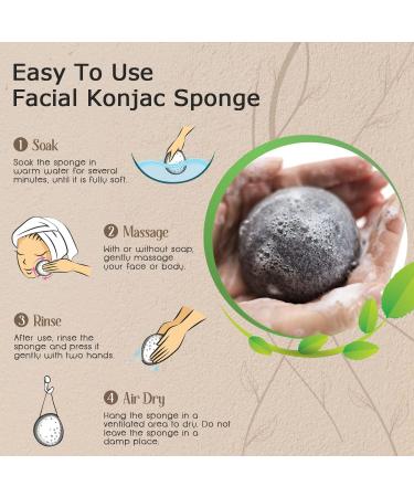 Organic Konjac Sponge Body Set (5 Pack) - Gentle Cleansing and Exfoliating Bath Sponges for Face & Body - Suitable for All Skin Types - Buy Online on GoSupps.com