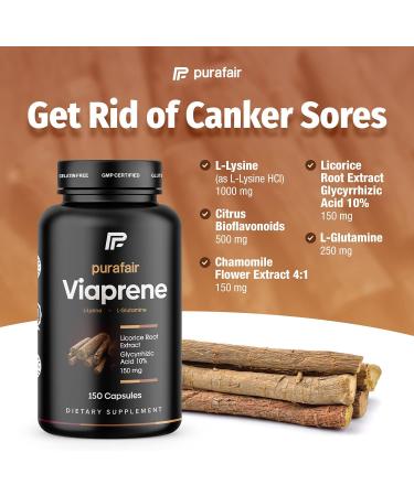 Viaprene Canker Sores Treatment - Relief for Mouth Ulcers with Canker Vitamins - 150 Capsules - Buy Online on GoSupps.com