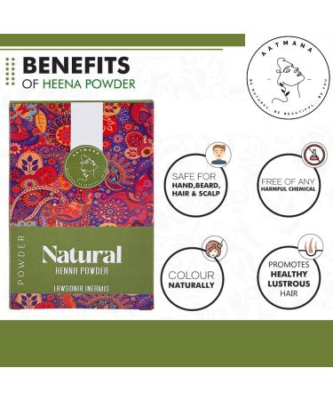 AATMANA Henna Powder (Lawsonia Inermis) Natural Looking Glossy Hair | Strengthens & Repairs Damage Hair| Men and Women Natural Hair Color - 100g - Buy Online on GoSupps.com