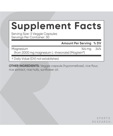 Sports Research Magtein Magnesium L-Threonate Capsules (2000mg 90 Capsules) Vegan Vitamin D3 + K2 w/Organic Coconut Oil (5000iu VIT. D 100mcg Mk7 VIT. K 60 Softgels) and L-Theanine (200mg 60 ct) - Buy Online on GoSupps.com
