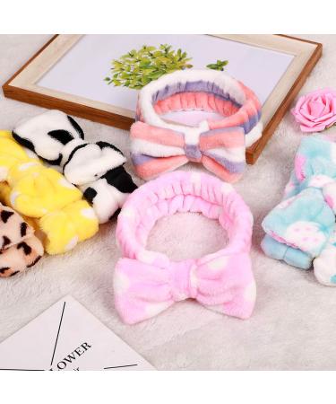 8 Pack Coral Fleece Spa Headband Set for Women - Makeup & Facial Hair Band with Bow, Terry Cloth Headbands for Shower and Face Washing - Buy Online on GoSupps.com