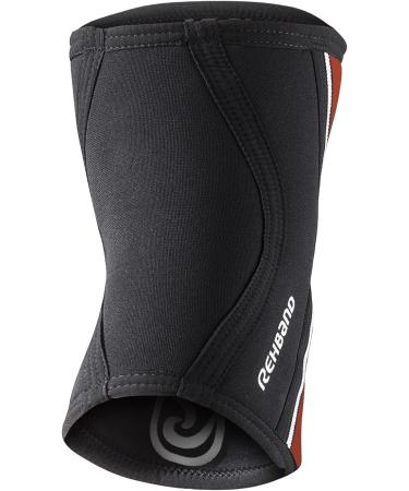 Rehband Elbow Bandage 5mm SBR/Neoprene Sleeve for Strength Sports - Anatomical Slip-Resistant & Tight-Fitting for Men & Women - XS Orange/Black - Buy Online on GoSupps.com