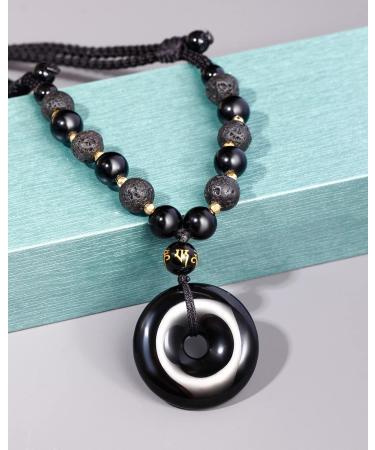Feng Shui Black Obsidian & Lava Rock Necklaces - Essential Oil Diffuser for Men & Women | Protection Amulets & Power Gemstones - Buy Online on GoSupps.com
