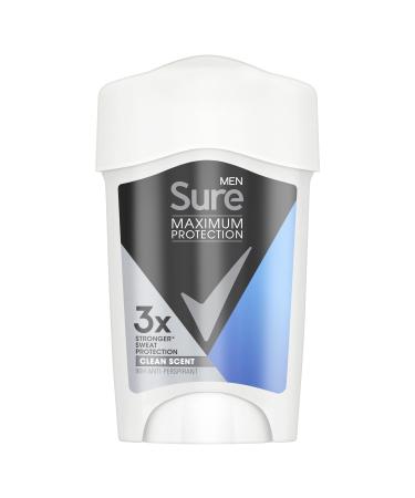 Sure Maximum Protection Clean Scent Deodorant Cream Stick men's anti-perspirant for 96-hour sweat and odour protection 45 ml 45 ml (Pack of 1) Confidence for Men