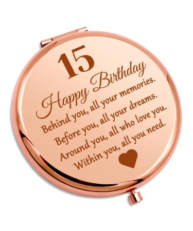 15 Year Old Girls Inspirational Birthday Gift Compact Makeup Mirror Happy 15th Birthday Gift For Daughter Niece Sister Cousin Best Friends Rose Gold Compact Mirror Daughter Birthday Gift from Mom Rose Gold 9 - Buy Online on GoSupps.com