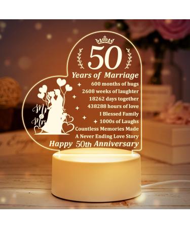 Buioata 50th Anniversary Night Light Gift for Couple - Golden Wedding & Parent's Anniversary - Buy Online on GoSupps.com