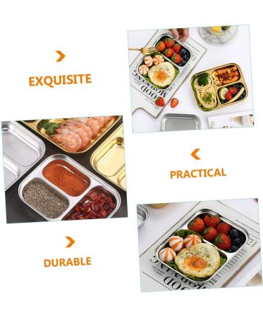 Alipis Stainless Steel Serving Tray Baby Separation Board Snack 20.00X15.00X3.00CM Silver - Buy Online on GoSupps.com
