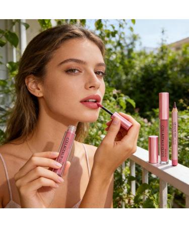 Lip Pencil and Lip Gloss Set | Long-Lasting Makeup Set - Smudge-Proof Lip Gloss - For Girls: Everyday Wear Evening Wear Parties Travel Dates Events - Buy Online on GoSupps.com