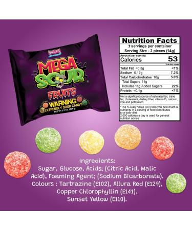 Barnetts Sweets Mega Sour Candy Fruits Fruit m lang (104g) - Buy Online on GoSupps.com