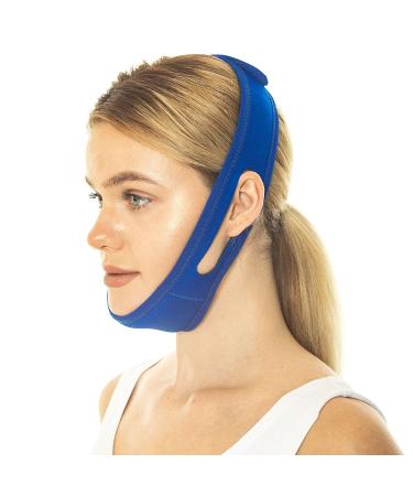 Double Chin Reducer Face Lifting Band | Anti Snoring Chin Strap - Blue - Buy Online on GoSupps.com