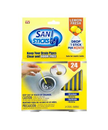 Sani Sticks Lemon Scent Keep Your Drain Pipes Clear Odor-Free and Prevent Clogs Sink Sticks Drain Deodorizer for Tub Sink Drain (Lemon)