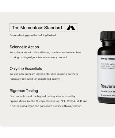 Momentous Resveratrol Supplement 450 mg - Trans-Resveratrol for Healthy Aging Brain & Heart Support - NSF Certified for Sport - GMO- & Gluten-Free - 30 Servings - Buy Online on GoSupps.com