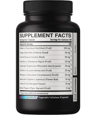 20:1 Bilberry Extract Capsules - 5 Month Supply - Support Eyes, Vision & Heart Health - 10in1 Plus Grape Seed, Carrot, Elderberry, Eyebright & Others - 150 Counts 150 Count (Pack of 1) - Buy Online on GoSupps.com