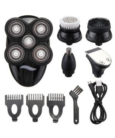 Head Shavers for Bald Men 5 in 1 Rechargeable Electric Shaver Five Floating Heads Razors Hair Clipper Nose Ear Hair Trimmer Men Facial Cleaning Brush
