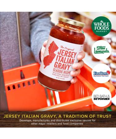 Jersey Italian Gravy 24oz Jar Gourmet All Natural Tomato Sauce 6 Pack - Vegan Friendly Authentic Recipe for Pasta - Buy Online on GoSupps.com