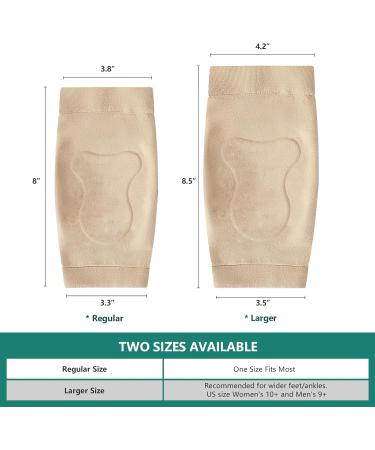 Welnove Achilles Tendonitis Socks | Gel Padded Compression Sleeve for Heel Support & Protection - Ideal for Bursitis & Tenderness - Larger Size Beige - Buy Online on GoSupps.com