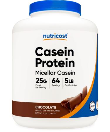 Nutricost Casein Protein Powder 5lb Chocolate - Micellar Casein Gluten Free Non-GMO Chocolate 5 Pound (Pack of 1)