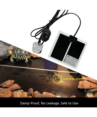 FIPASEN Reptile Heating Mat with Temperature Control - Ideal for Tortoise, Snakes, Lizards, and More - Removable Terrarium Heat Pad (5W 6x5.5 inches) - Buy Online on GoSupps.com