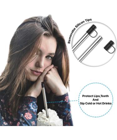 Reusable Straws I Stainless Steel Straws with Silicone Tips I Collapsible Straw Keychain Case and Straw Cleaning Brush I Portable Drinking Foldable Travel Straws with Case - Buy Online on GoSupps.com