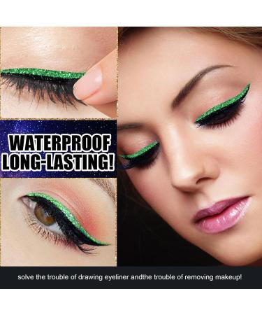 False Eyelashes Eyeliner Stickers 4 Pairs Reusable Adhesive Eyelashes & Eyeliner Stickers 2 in 1 Eye Glitter Shiny Makeup Reusable Eyelashes Eyeliner Sticker for Party Festivals Black - Buy Online on GoSupps.com