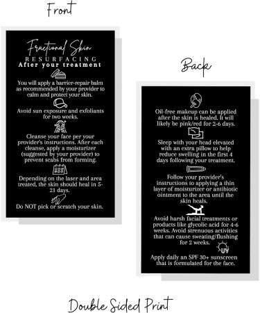 Fractional Skin Post-Treatment Cards - 50 Pack 5.1 x 8.9 cm Laser Therapy Accessories Black & White Design - Perfect for International Shipping - Buy Online on GoSupps.com