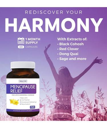 Menopause Relief Supplement with Black Cohosh - Hormone Balance Support - 60 Capsules - Buy Online on GoSupps.com