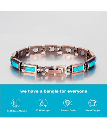 Shop Adjustable Copper Bracelets for Women | 7.48" Blue Turquoise Magnetic Fashion Jewelry - Buy Online on GoSupps.com