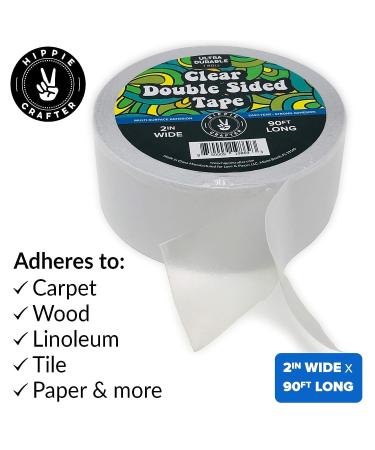 Clear Double Sided Tape - 2 Wide Heavy Duty Adhesive - Strong Sticky - 90ft x 2 - Ideal for Crafts, Posters, Carpets - Wall Safe - Doublesided Stick - Buy Online on GoSupps.com