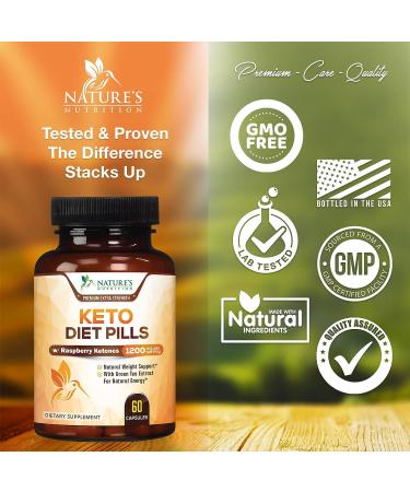Keto Diet 1200mg Capsules with Ketosis Support - Raspberry Ketones, Apple Cider Vinegar, African Mango - Energy & Focus Booster for Women & Men - 60 Capsules - Buy Online on GoSupps.com