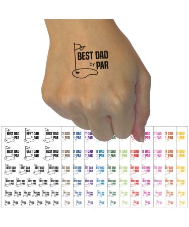 Best Dad by Par Father's Day Golf Course Temporary Tattoo Water Resistant Fake Body Art Set Collection - Dark Green (One Sheet)