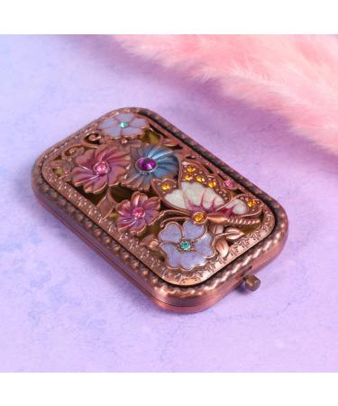 Vintage Pocket Mirror | Retro Butterfly Crystal Compact Makeup Mirror - Double-Sided & Portable for On-the-Go Beauty - Buy Online on GoSupps.com