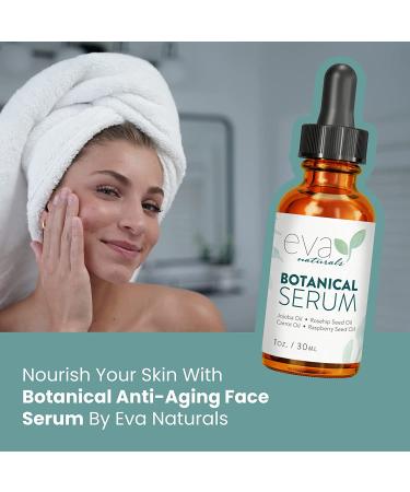 Eva Naturals Botanical Anti-Aging Face Oil Serum with Jojoba, Rosehip Seed & Vitamin E - Hydrating Facial Serum for Dry Skin - 1 oz - Buy Online on GoSupps.com