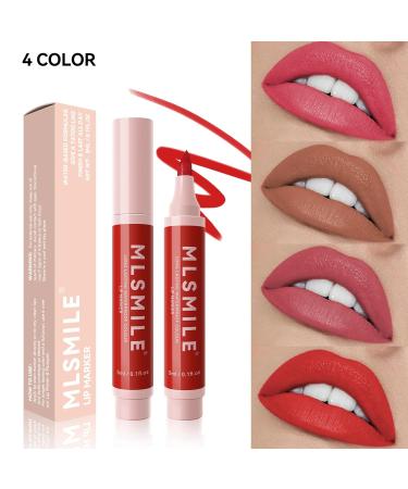 Long Lasting Red Lip Marker - Waterproof Lip Stain & Lip Liner Pencil | Hydrating & Transfer-Proof Matte Finish | Highly Pigmented (04# RED - Buy Online on GoSupps.com
