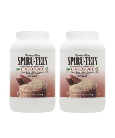 NaturesPlus SPIRU-TEIN, Chocolate - 5 lb, Pack of 2 - Plant-Based Protein Shake - Non-GMO, Vegetarian, Gluten Free - 162 Total Servings 5 Pound (Pack of 2)