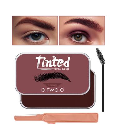 Tinted Eyebrow Soap Kit  Brow Styling Soap Long Lasting Hold Eyebrow Soap Wax Long Lasting Waterproof Clear Brow Gel For Eyebrow Makeup Soap Brows Kit - Dark Brown
