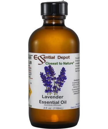 Lavender Essential Oil - 4 oz. - from France - GC/MS Tested - Skin Safe - Supplied in 4 oz. Amber Glass Bottle with Black Phenolic Cone Lined and Safety Sealed Cap
