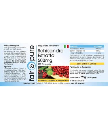 Fair & Pure - Schisandra Extract 500mg - vegan - WuWeiZi - 120 capsules - Buy Online on GoSupps.com