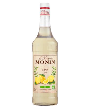 MONIN - Organic Lemon Syrup for Cocktails Iced Teas Lemonade and Still Water - Natural Flavors - 1L