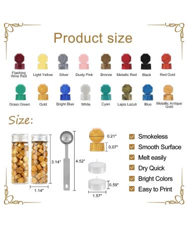 Yoption Gold Sealing Wax Beads  150 Pieces Wax Seal Beads Kit for Wax Seal Stamp  Octagon Wax Seal Beads with A Wax Seal Spoon and 2Pcs Tea Candles (Gold) - Buy Online on GoSupps.com