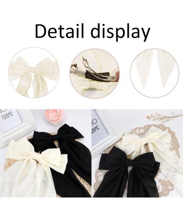 Hair Bow 3 PCS Big Bow Hair Clips Black Bow Hair Clip Hair Clips with Long Silky Satin Ribbon Solid Color Hair Barrettes for Women's trendy accessories (Pink Black White) - Buy Online on GoSupps.com