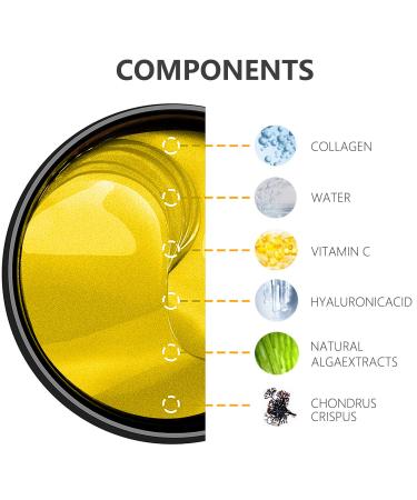 Revitalize Your Eyes: 30 Anti-Aging 24K Gold Eye Pads with Hyaluronic Acid & Collagen - Reduce Dark Circles Puffiness & Wrinkles - Buy Online on GoSupps.com