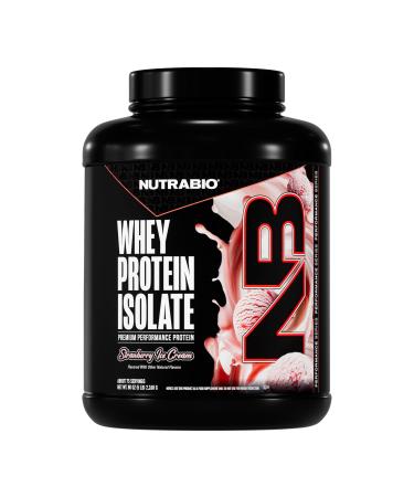 NutraBio 100% Whey Protein Isolate Protein Powder 25g Protein with Complete Amino Acid Profile Soy and Gluten Free Low Carb and Low Calorie Whey Protein Powder Strawberry Ice Cream 5 Lbs. Strawberry 5 Pound (Pack of 1)