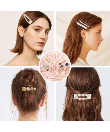 Tdauke 30 Pcs Pearl Hair Clips Fashion Style Pearls Hair Barrettes Sweet Artificial Macaron Acrylic Resin Barrettes Hairpins for Women Ladies and Girls - Buy Online on GoSupps.com