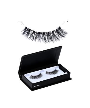 Gabeena-Self Adhesive False Eyelashes - Pair of Faux Eyelashes for Women Comes in a Box Waterproof & Reusable Wispy Lashes Soft Flexible & Trimmable Lash Extensions for a Natural Look - Wet Effect