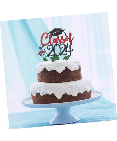 OFFSCH 5 Sets Cake Insert Top Hat Grad Party Decoration Graduation Grad Party Supplies Cupcake Decors Cake Decoration Red Paper European and American Graduation Season Red 16.00X13.00X0.10CM - Buy Online on GoSupps.com
