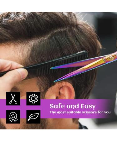 Premium Hairdressing Scissors - Multicolor Stainless Steel Barber Scissors with Razor Blade - Hairdressers Scissors for Salons Barbers Women - Buy Online on GoSupps.com