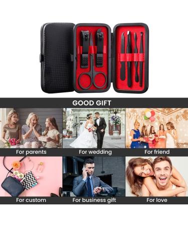 Nail Clipper Manicure Set 7 In 1 Stainless Steel Professional Pedicure Kit Nail Scissors Grooming Kit with Black PU Leather Case for Travel & Home Use (Red Leather) Red2-7 - Buy Online on GoSupps.com